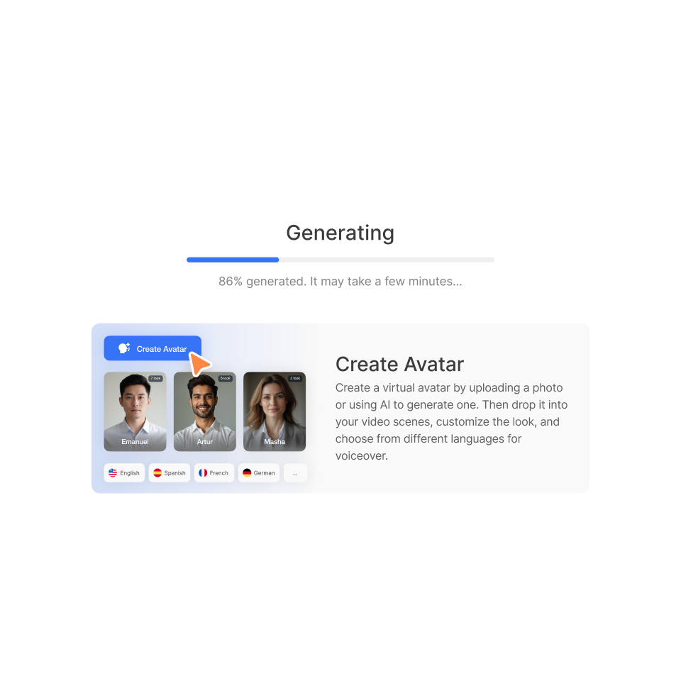 AI Avatar for customer success: AI generates a polished draft with avatar and narration